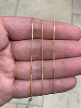 14K Yellow Gold Over 925 Sterling Silver Box  Adjustable 1mm Chain, Silver, Sterling Silver Chain, 925 Sterling Silver, Finished Necklace